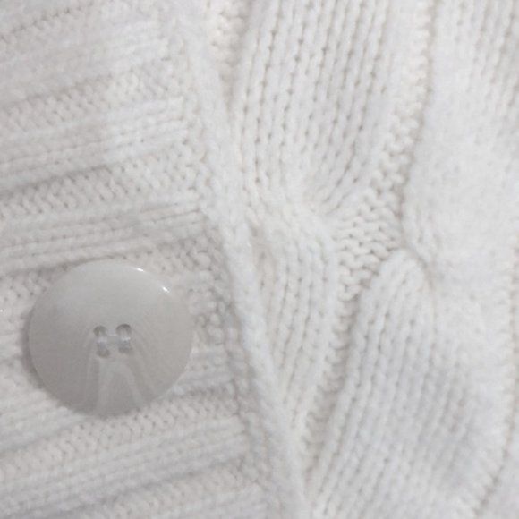 Cream Cable Knit Button Down Sweater With Hood - Picture 5 of 5